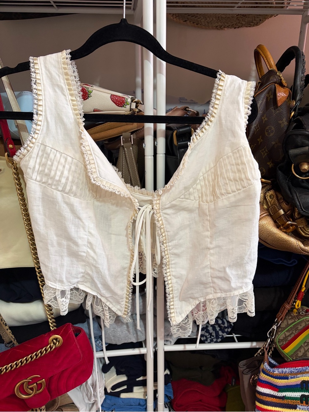 Fait par foutch Ivory Lace-Trim Corset Top - Picture 3 of 6